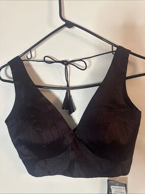 Black Sleeveless sari Crop Top